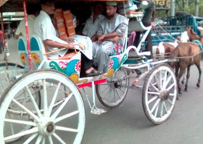 Horse-drawn carriage in old Dhaka